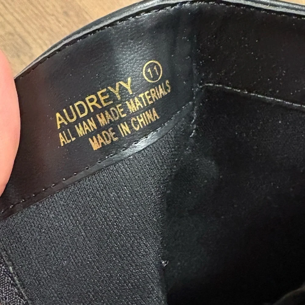 NWOT Lulus Audreyy Black Square Toe Buckle High Heel Ankle Booties Size 11